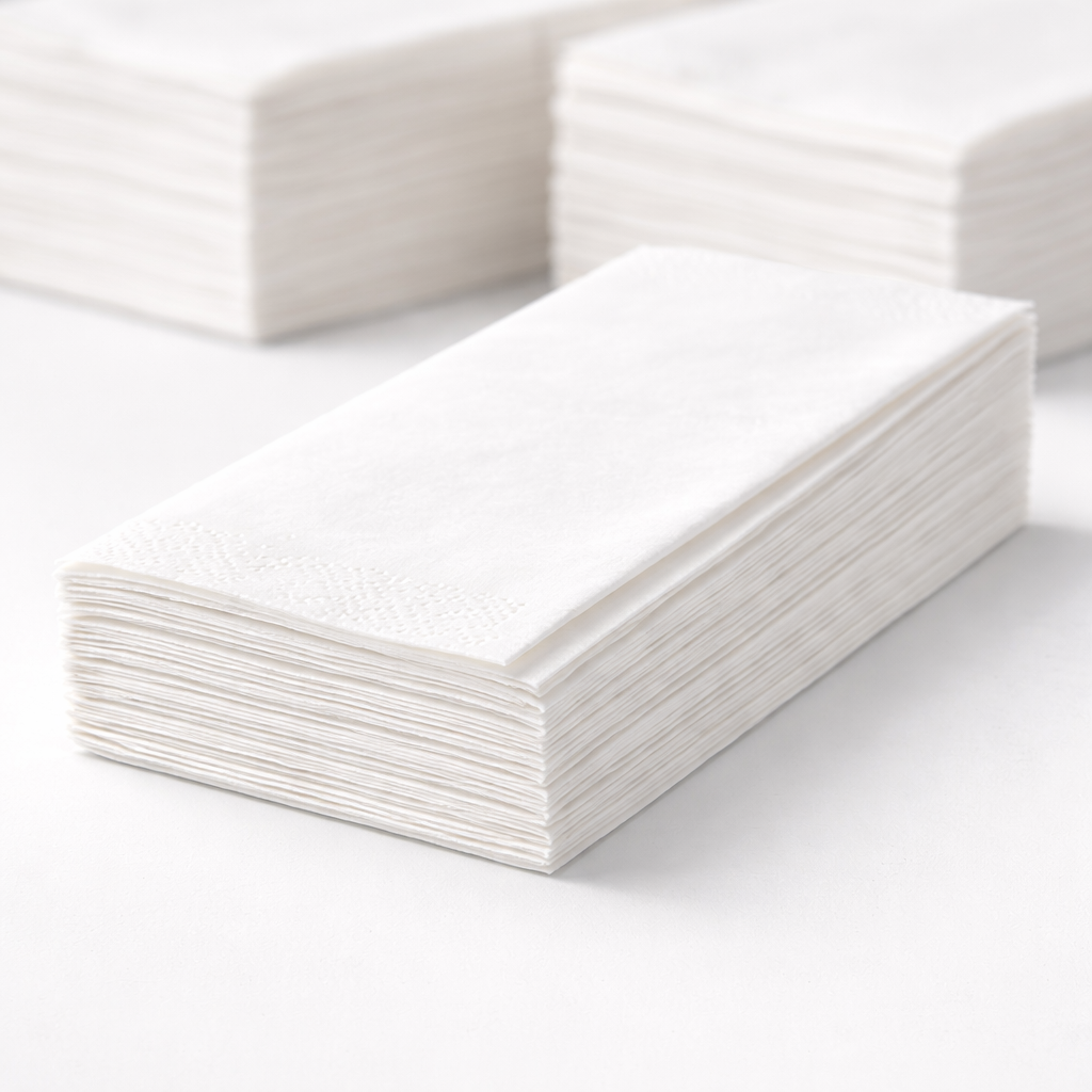 Servietten 1/8-Falz 33×33 cm | 2-lagig | Weiß | Gastronomie