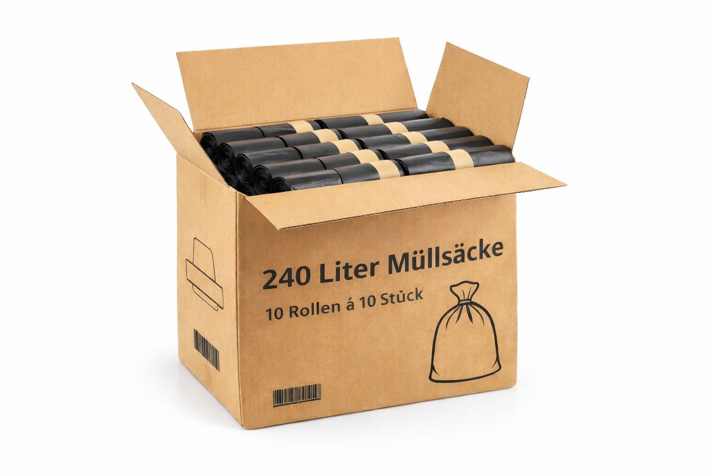 Müllsäcke 240 L Schwarz – 60 µ Extra Stark & Eco