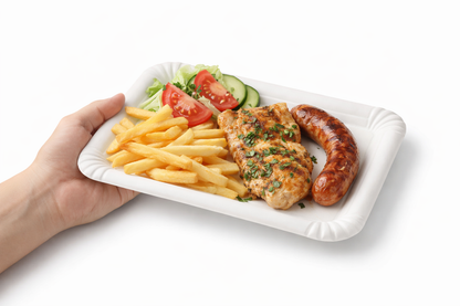 Pappteller rechteckig 26 × 18 cm | Einweg-Servierschale aus Pappe