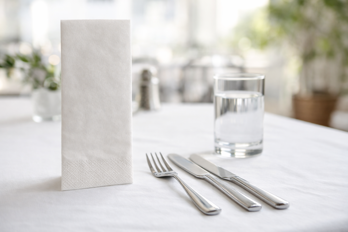 Servietten 1/8-Falz 33×33 cm | 2-lagig | Weiß | Gastronomie