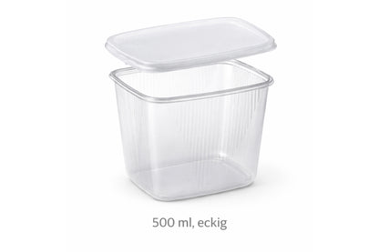 Feinkostbecher mit Deckel 250ml & 500ml Rund Eckig Transparent Vorratsbecher