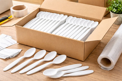Plastikbesteck Weiß – Messer, Gabel, Löffel | Einweg-Set für Catering & Events