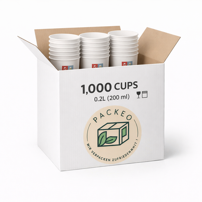 Kaffeebecher To Go 200 ml (8 oz) Weiß | Einweg-Pappbecher für Heißgetränke
