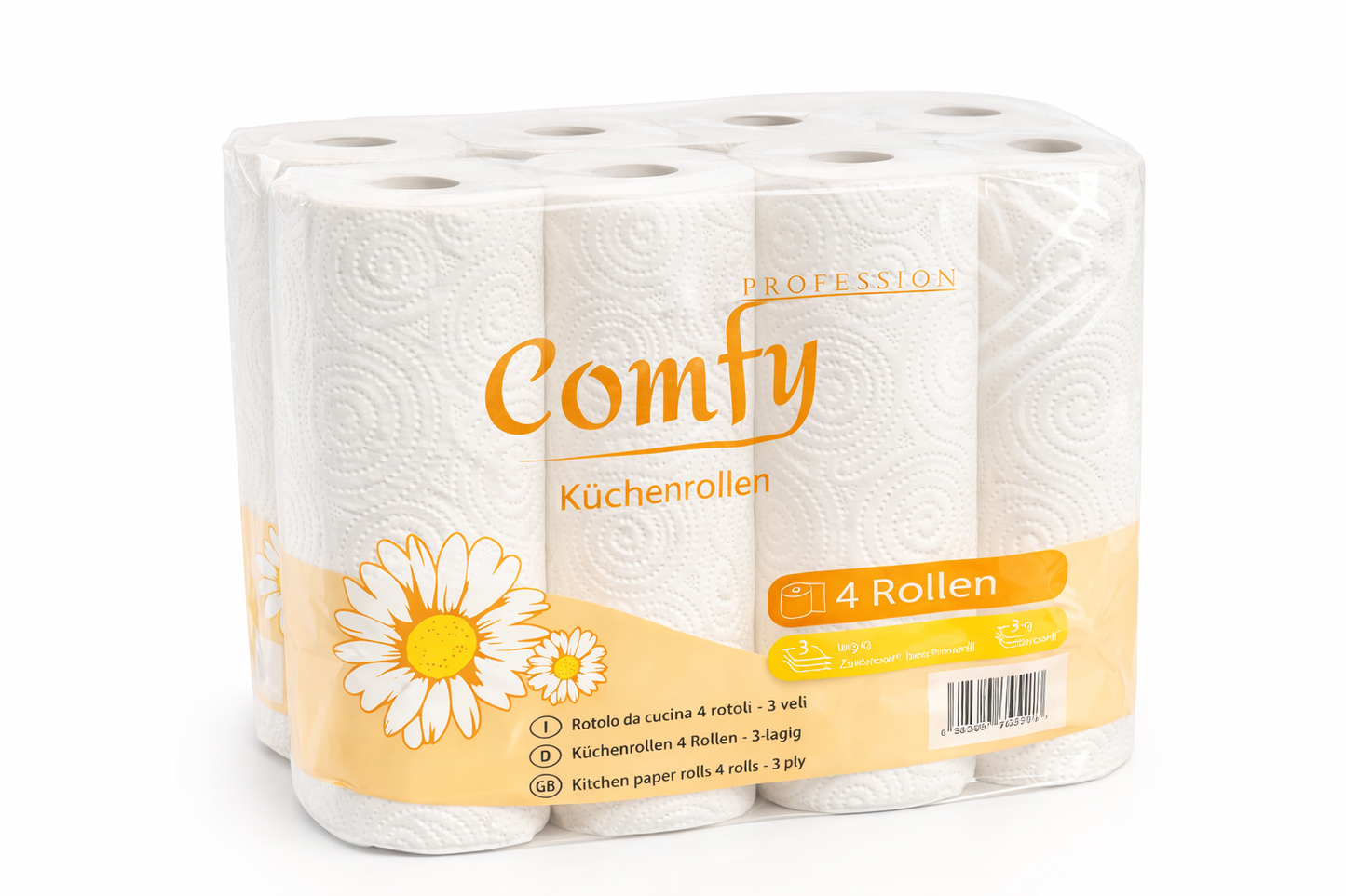 Comfy Küchenrollen 32 Rollen – 3-lagig | Saugstark & Reißfest (8×4)