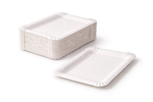 Pappteller rechteckig 20 × 13 cm | Einweg-Servierschale aus Pappe