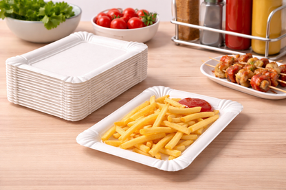 Pappteller rechteckig 20 × 13 cm | Einweg-Servierschale aus Pappe