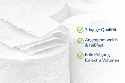 Vella Toilettenpapier 3-lagig – 72 Rollen à 250 Blatt – Extra weich & reißfest