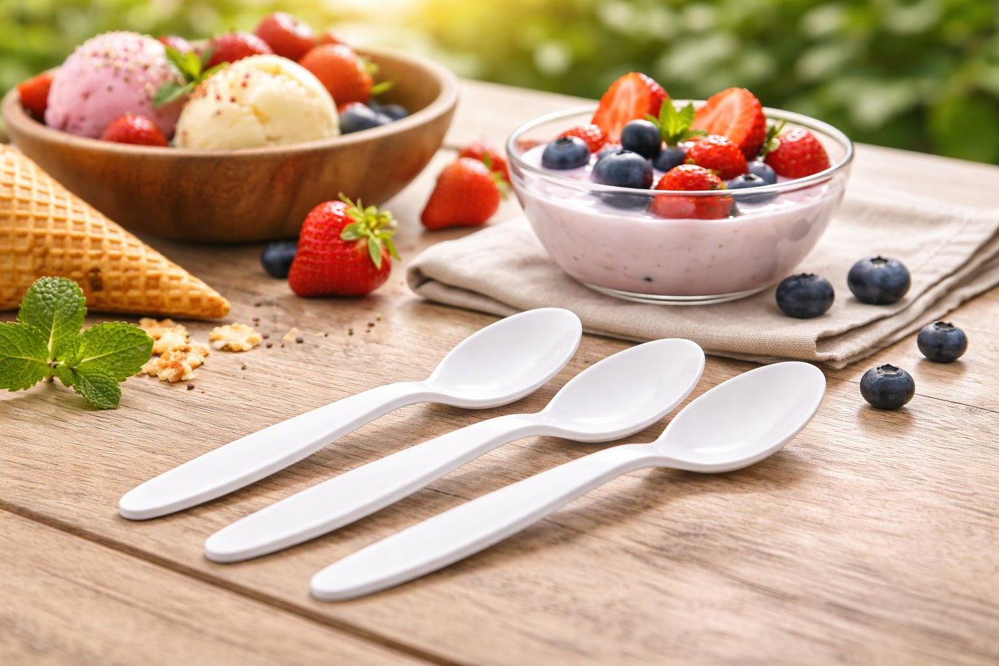 Plastikbesteck Weiß – Messer, Gabel, Löffel | Einweg-Set für Catering & Events