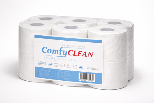 Handtuchpapier 2-lagig 6 Rollen – 20 cm Breite | Weiß | ComfyClean Professional