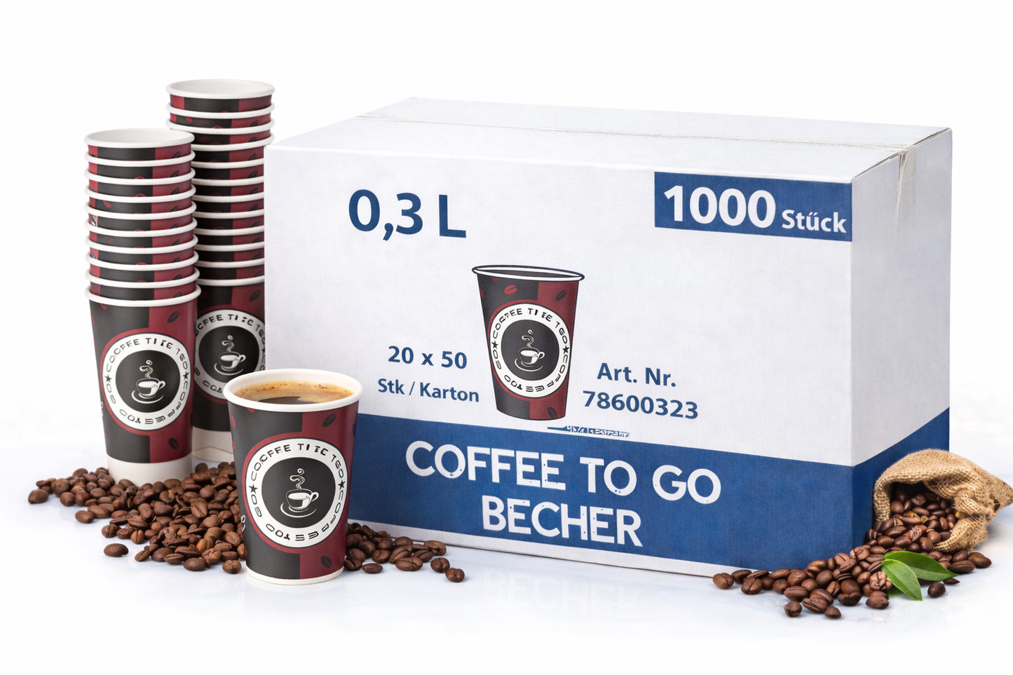 Kaffeebecher To Go 300 ml (12 oz) | Pappbecher für Heißgetränke