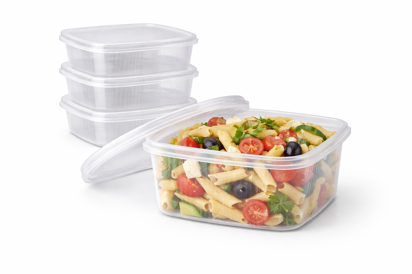 Feinkostbecher mit Deckel 250ml & 500ml Rund Eckig Transparent Vorratsbecher