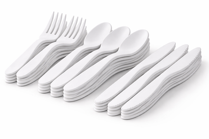 Plastikbesteck Weiß – Messer, Gabel, Löffel | Einweg-Set für Catering & Events