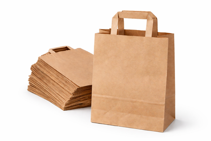 Papiertragetaschen Braun – Stabil & Wiederverwendbar | 22×10×28 cm