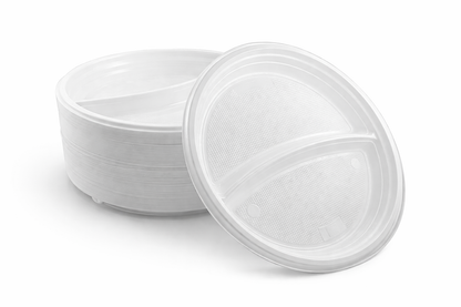 Menüteller 2-geteilt – flach - Einweg-Plastikteller - 22cm