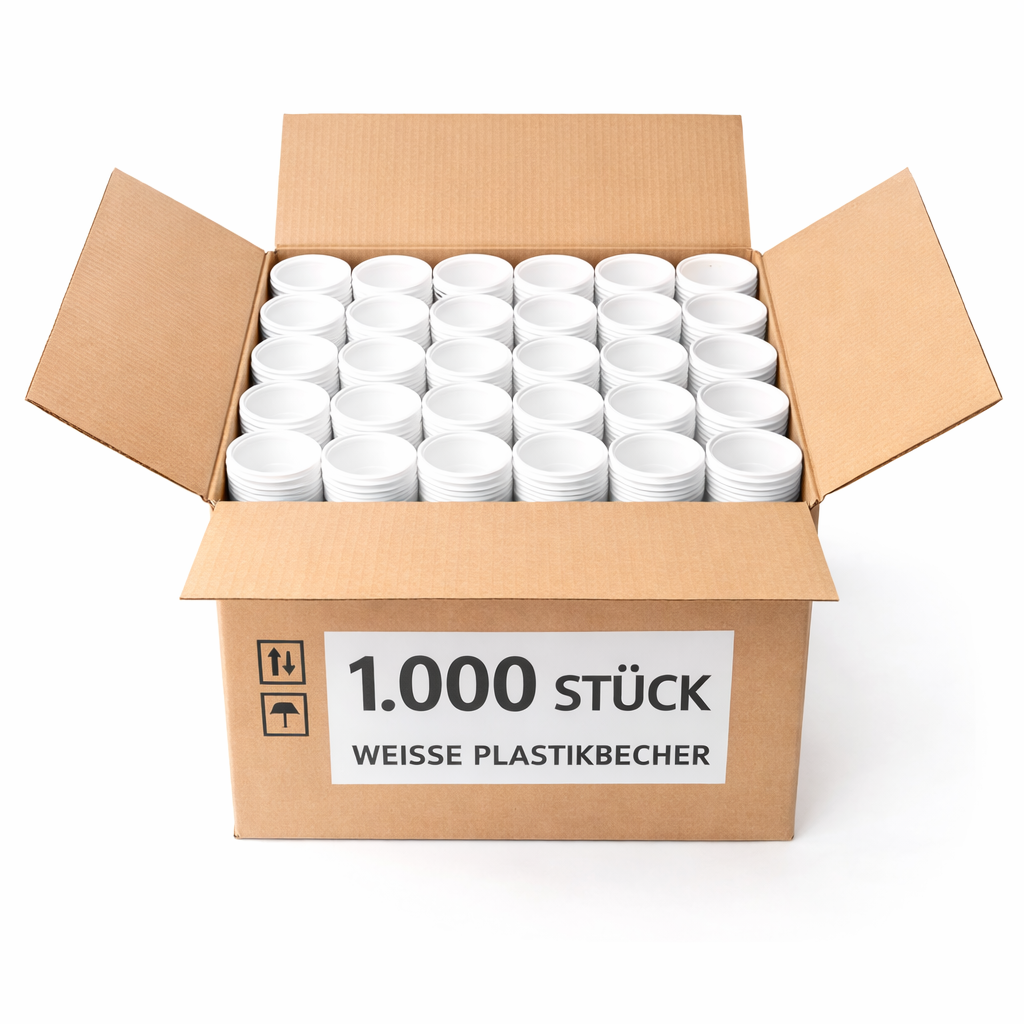 Trinkbecher 200ml weiß – Kunststoffbecher für Büro, Events & Alltag