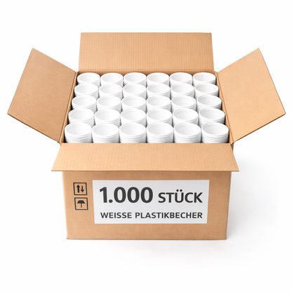 Trinkbecher 200ml weiß – Kunststoffbecher für Büro, Events & Alltag