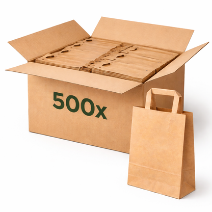 Papiertragetaschen Braun – Stabil & Wiederverwendbar | 22×10×28 cm