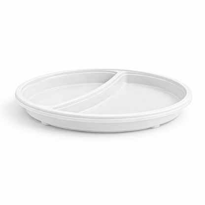 Menüteller 2-geteilt – flach - Einweg-Plastikteller - 22cm