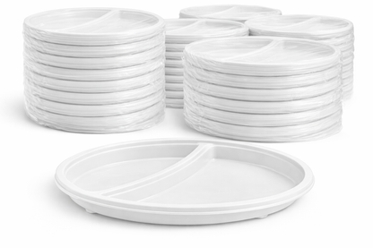 Menüteller 2-geteilt – flach - Einweg-Plastikteller - 22cm
