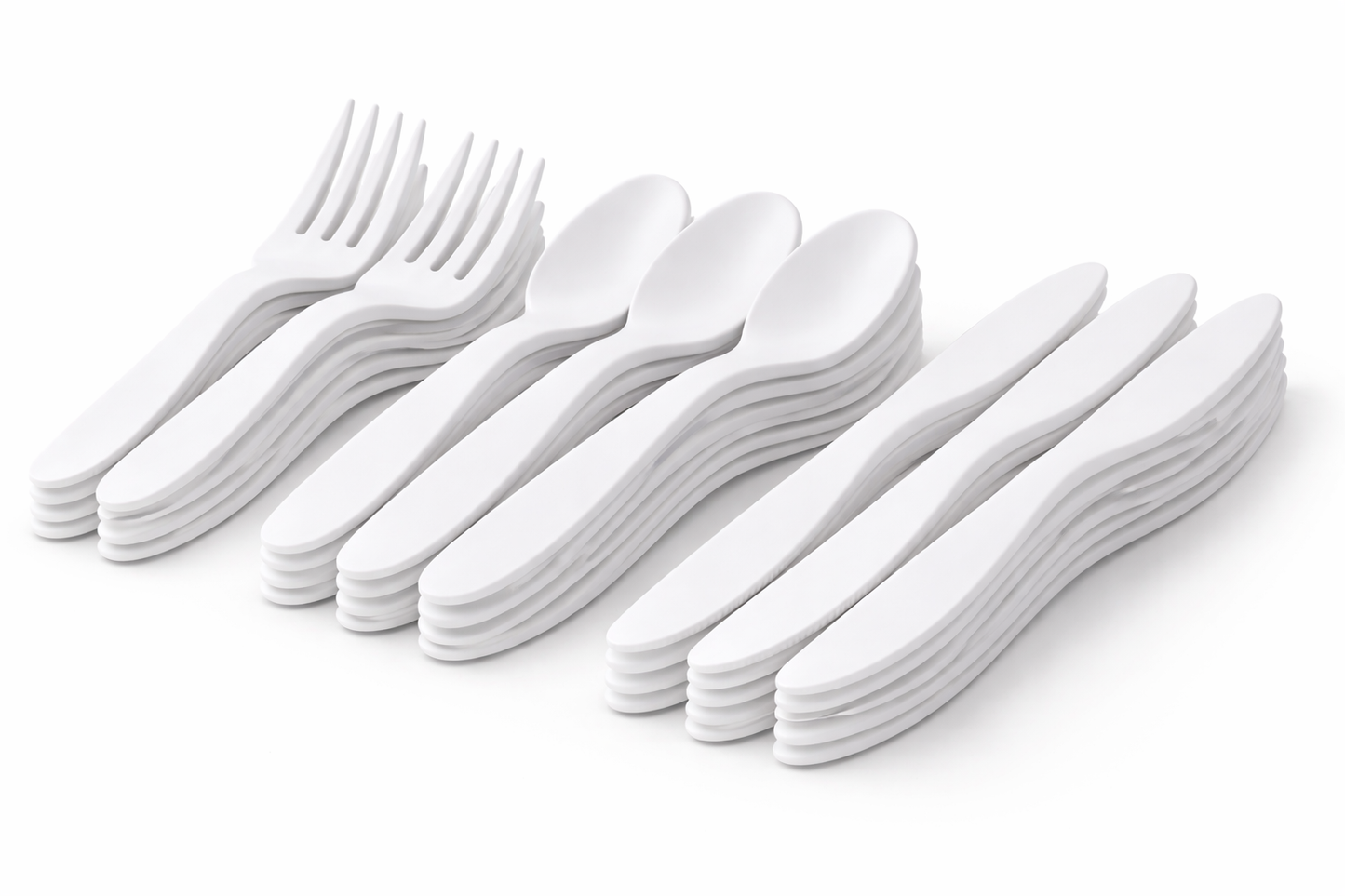 Plastikbesteck Weiß – Messer, Gabel, Löffel | Einweg-Set für Catering & Events