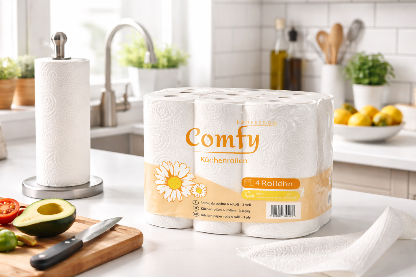 Comfy Küchenrollen 32 Rollen – 3-lagig | Saugstark & Reißfest (8×4)
