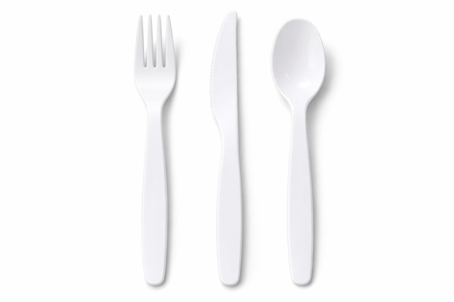 Plastikbesteck Weiß – Messer, Gabel, Löffel | Einweg-Set für Catering & Events