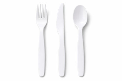Plastikbesteck Weiß – Messer, Gabel, Löffel | Einweg-Set für Catering & Events