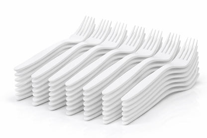 Plastikbesteck Weiß – Messer, Gabel, Löffel | Einweg-Set für Catering & Events