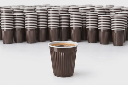 Automatenbecher 180 ml – Kunststoff-Kaffeebecher für Kaffeeautomaten | Braun-Weiß