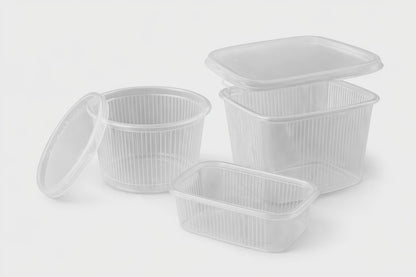 Feinkostbecher mit Deckel 250ml & 500ml Rund Eckig Transparent Vorratsbecher