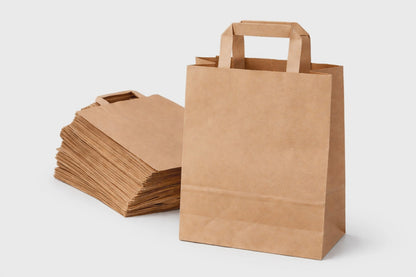 Papiertragetaschen Braun – Stabil & Wiederverwendbar | 22×10×28 cm